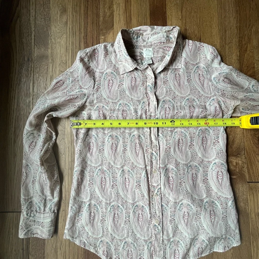 J. Crew Silk Cotton Paisley Button‎ Down Women’s Sz 8 Western 70’s Boho Farm